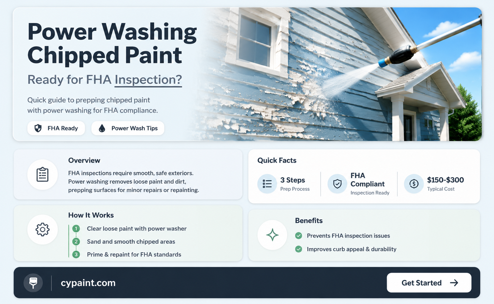 can power washing chipped paint suffice for fha inspection