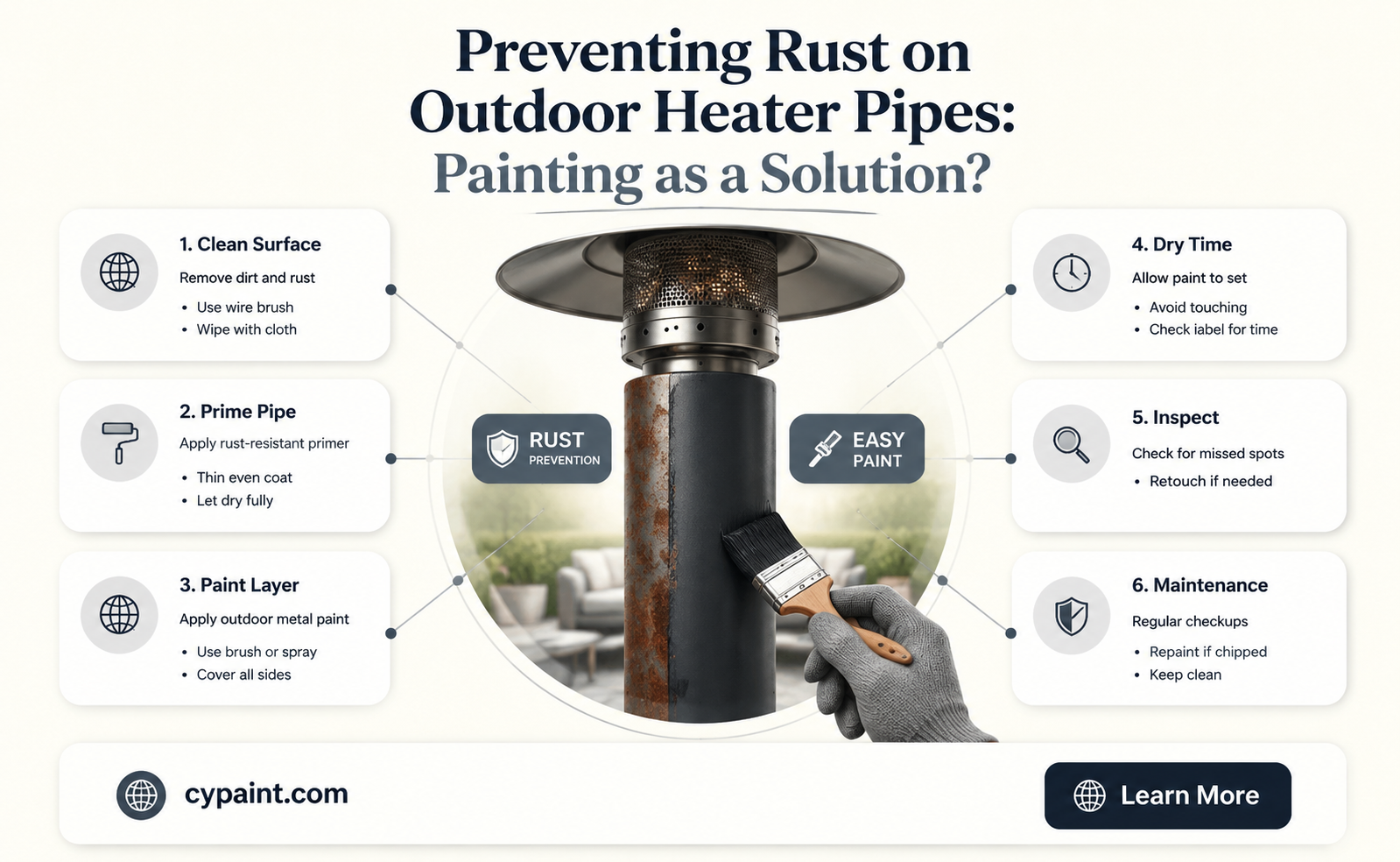 can we paint the outside heater pipes to prevent rust