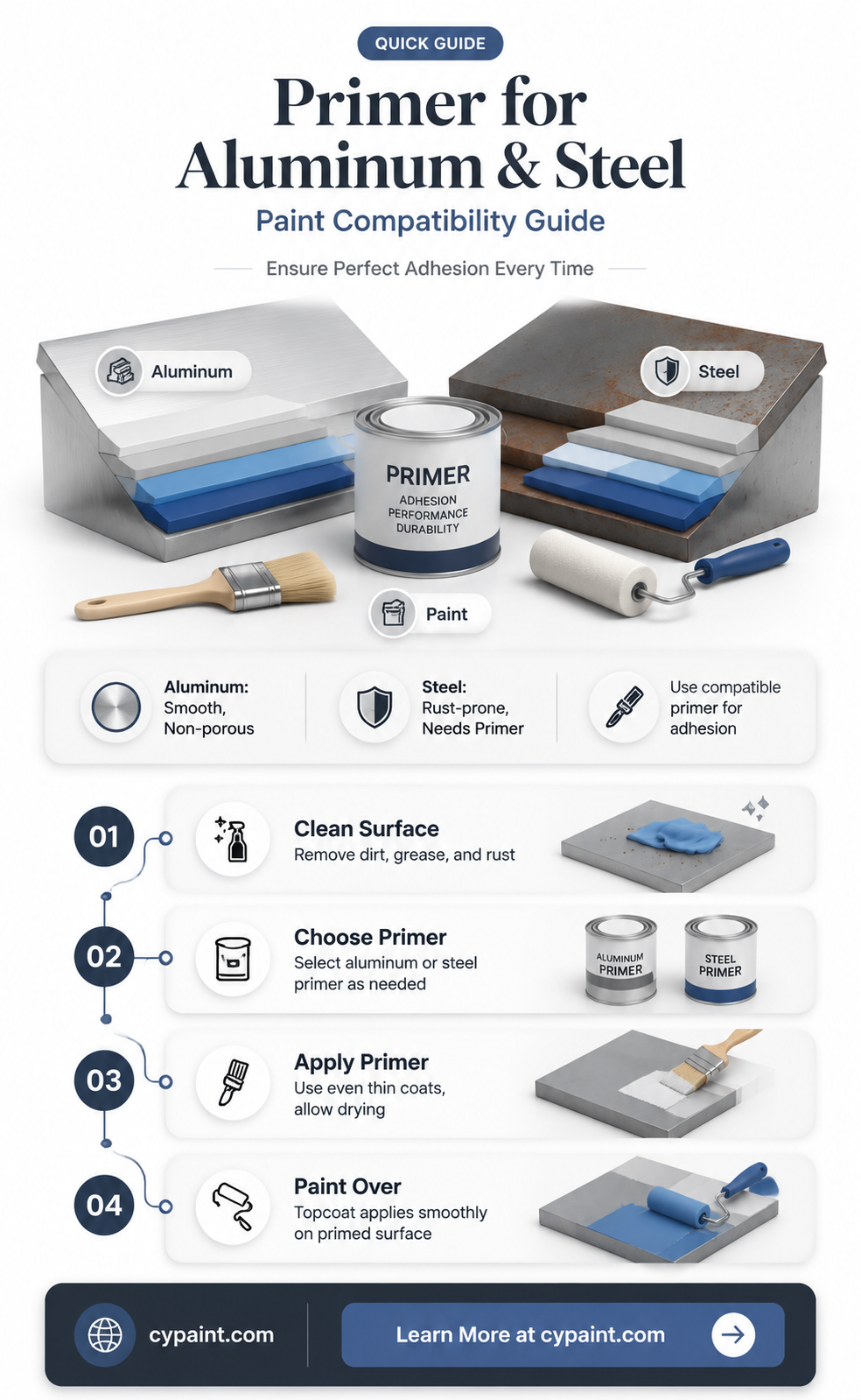 can paint primer be painted on aluminum or steel