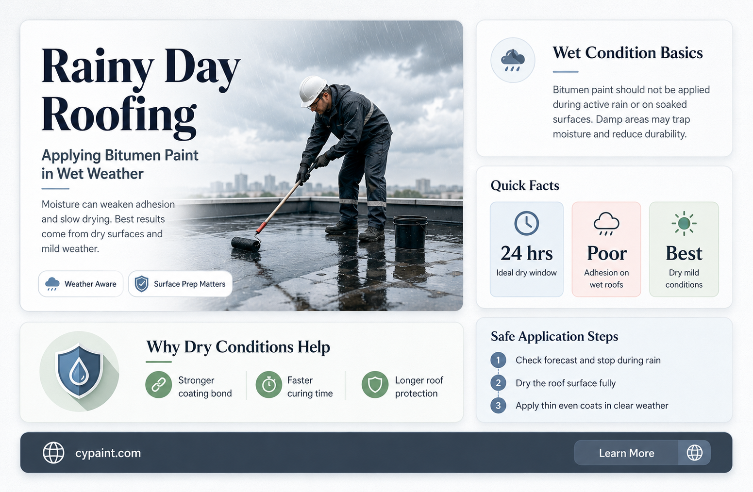 can you apply bitumen paint in the rain
