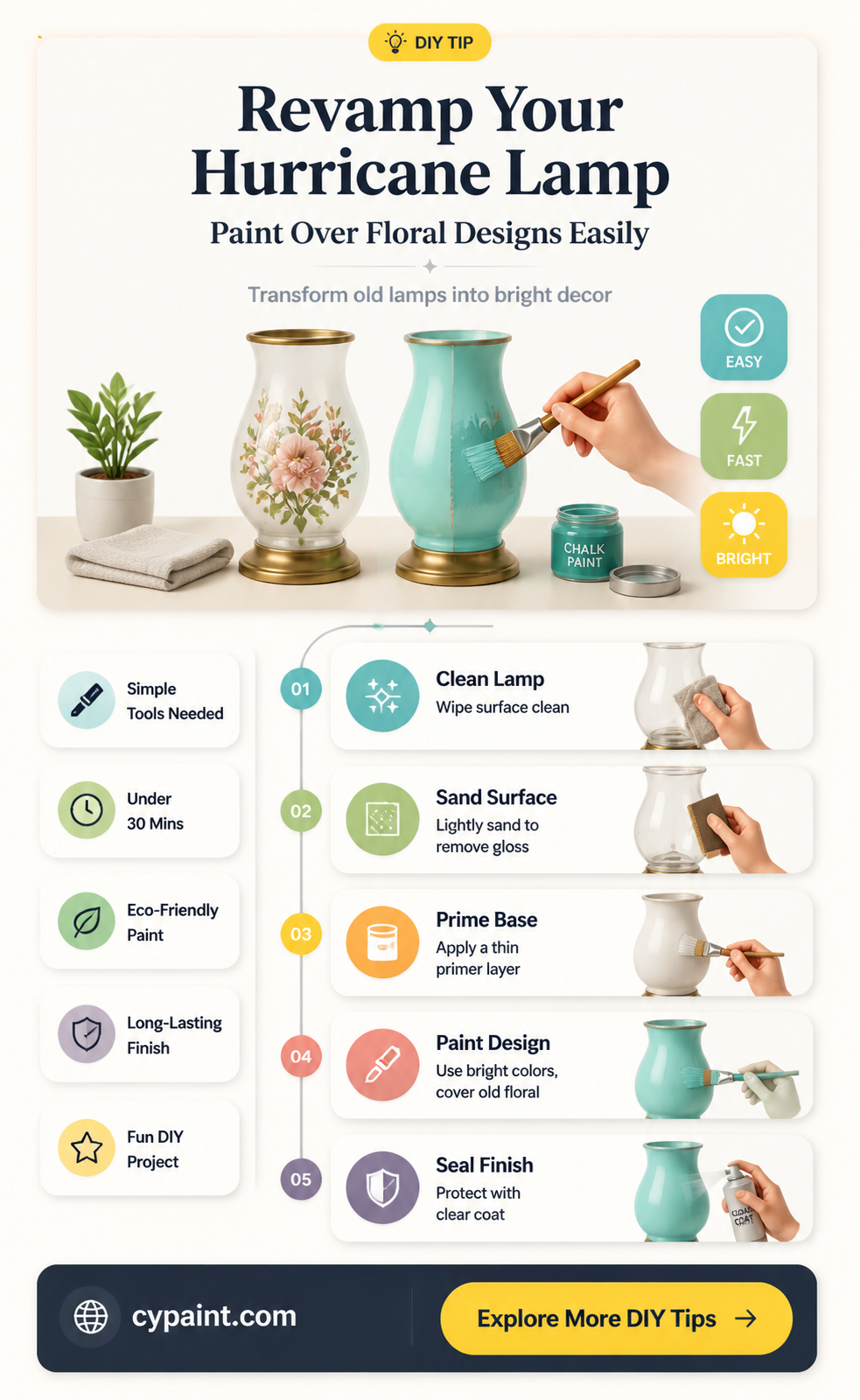 can i paint over the flowers on my hurricane lamp
