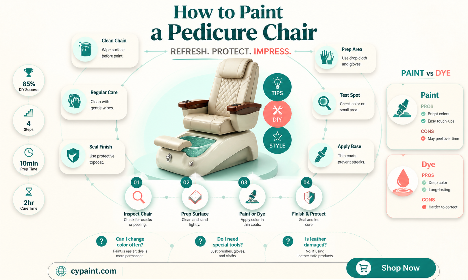 can i paint or dye a pedicure chair leather vinyl
