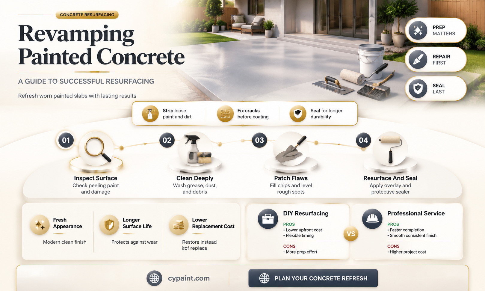 can you do concrete resurfacing over painted concrete