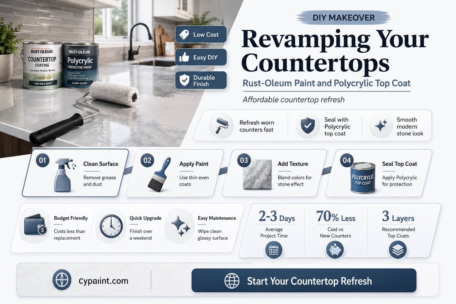 can you cover rustoleum countertop paint with polycrylic