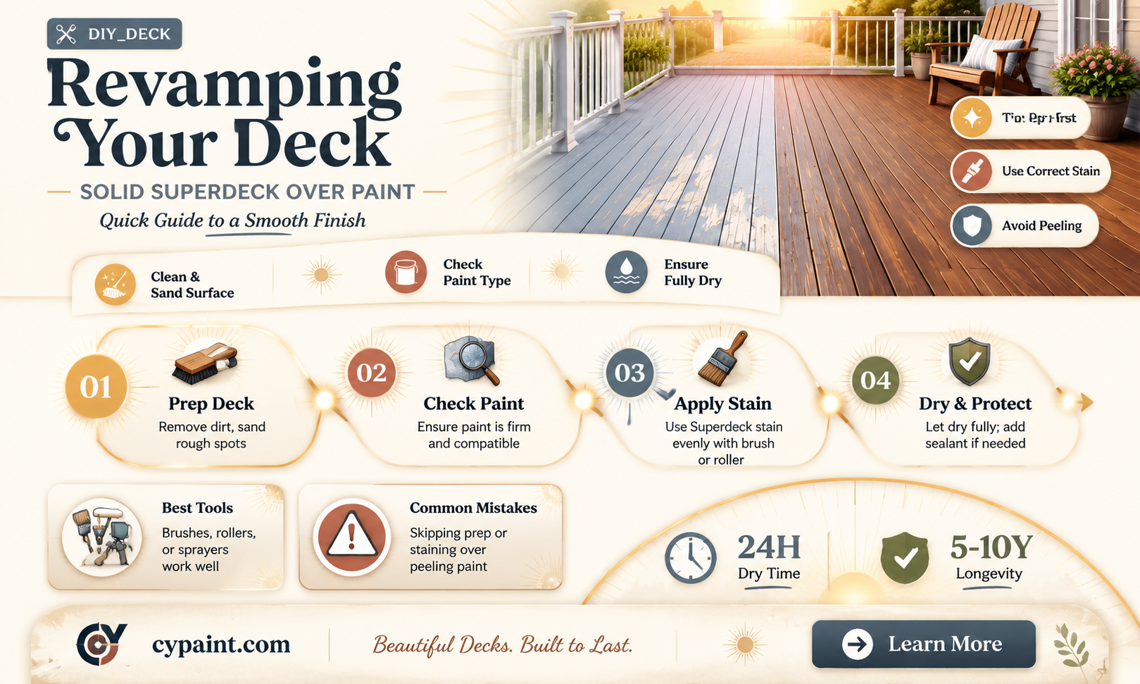 can solid superdeck stain be applied over paint