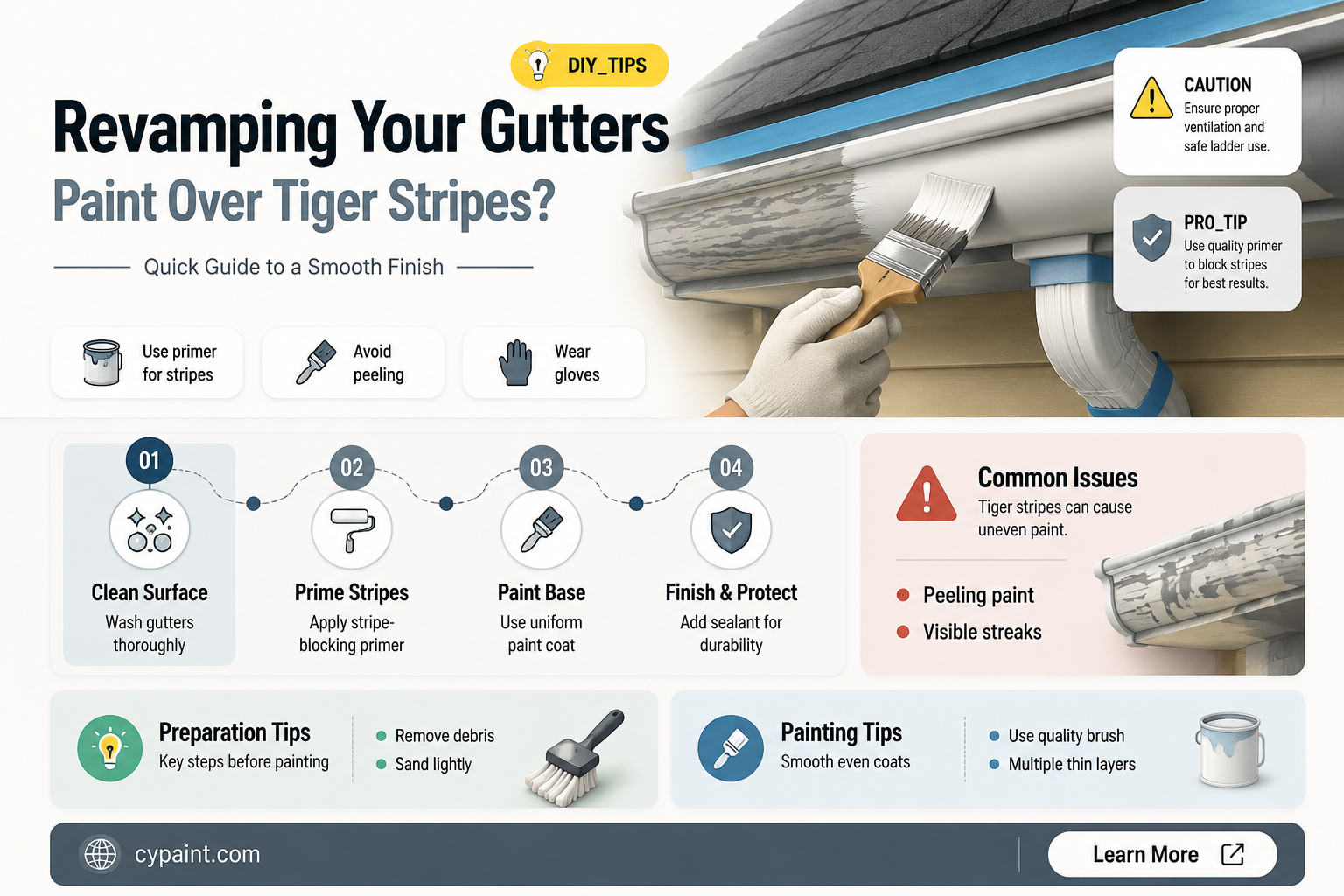 can tiger stripes on gutters be painted over