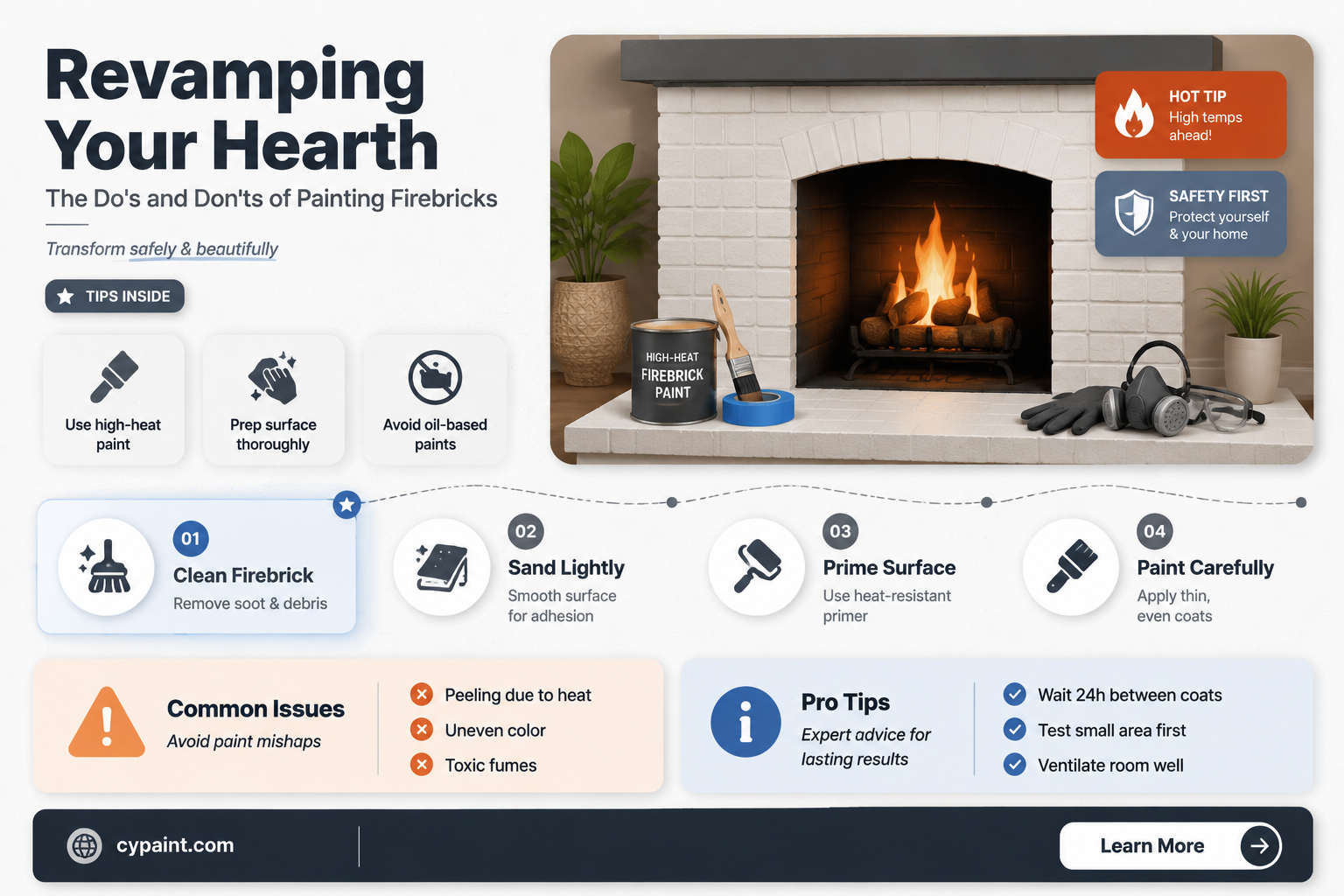 can the firebricks inside a fireplace be painted