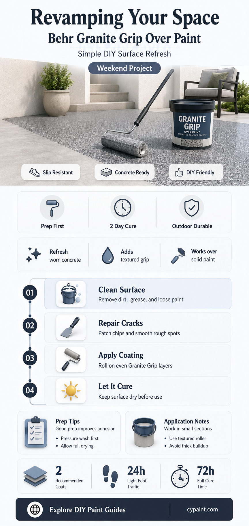 can you apply behr granite grip over paint