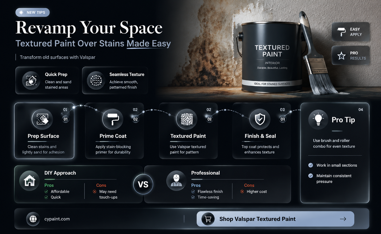 can valspar textured paint be usef over syain