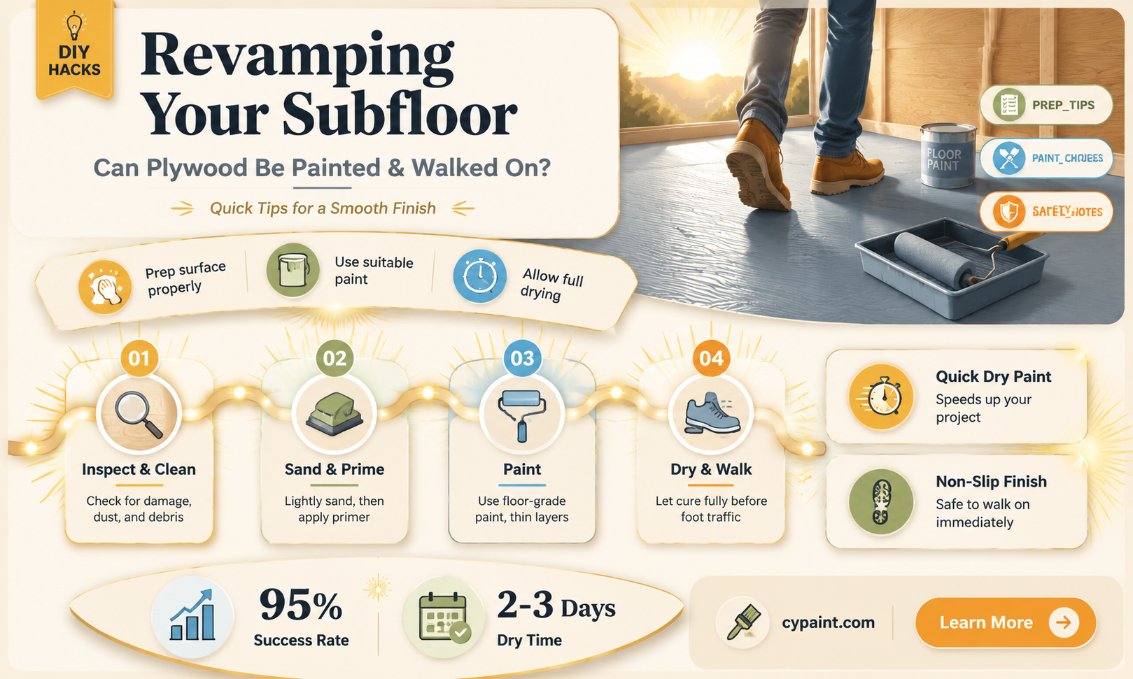 can plywood subfloor be painted and walked on