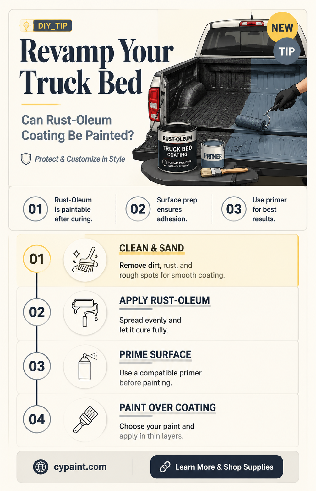can rust oleum truck bed coating be painted