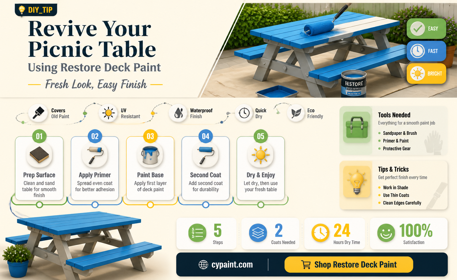 can i paint my picnic table with restore deck paint
