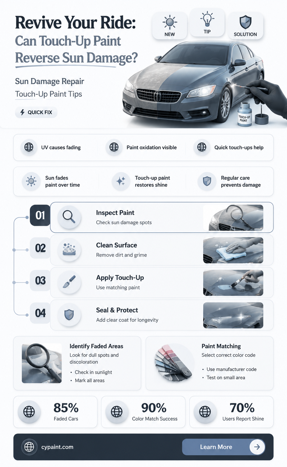 can vehicle touch up paint cover sun damage