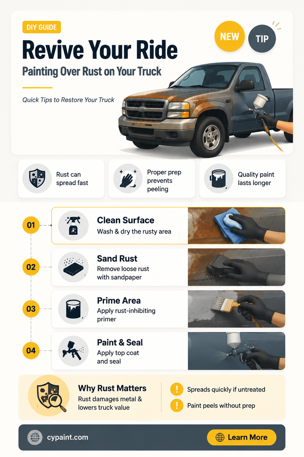 can u paint to cover rust on truck