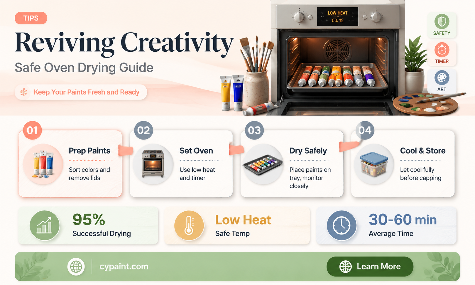 can you dry out art paint in oven