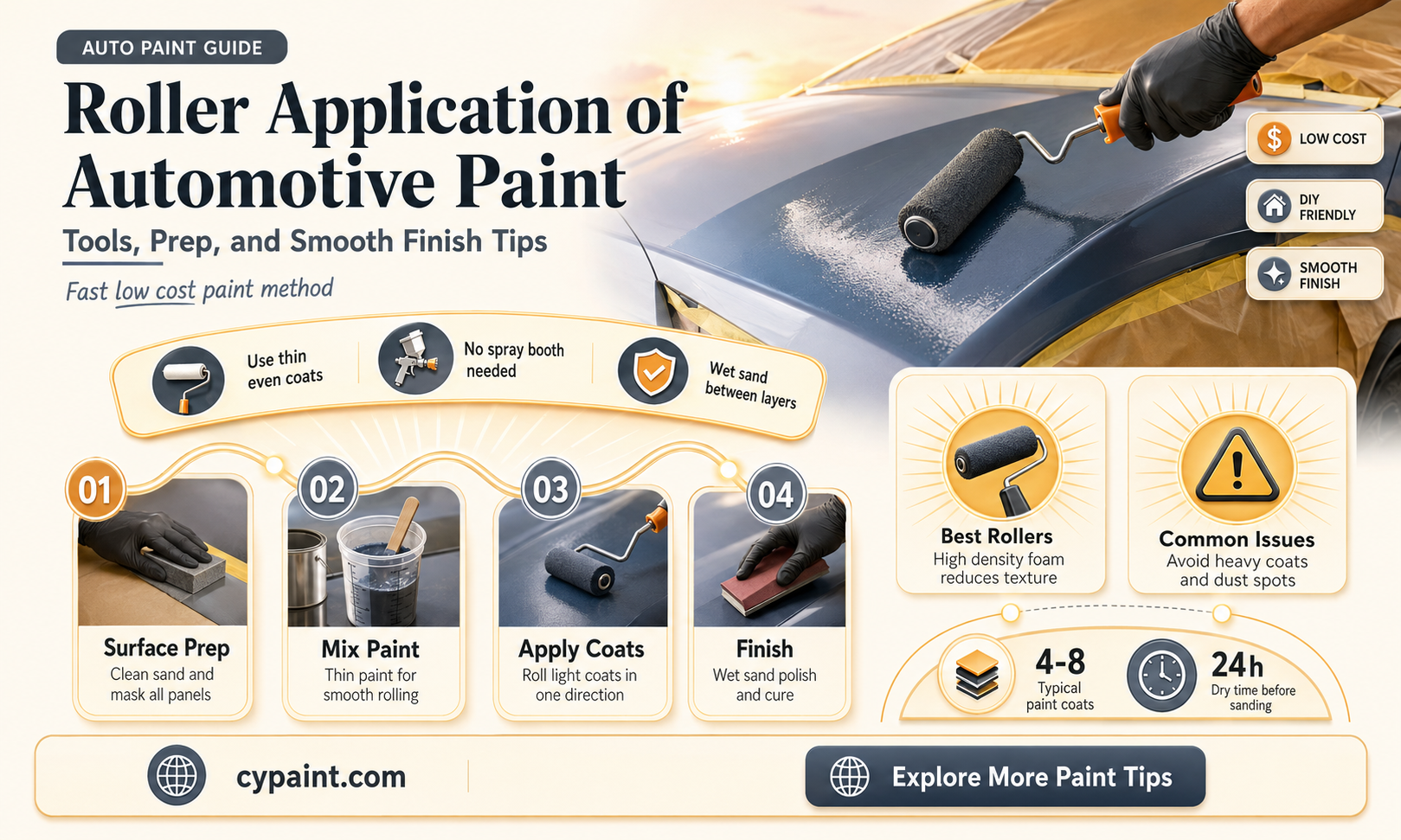 can you apply automotive paint with a roller
