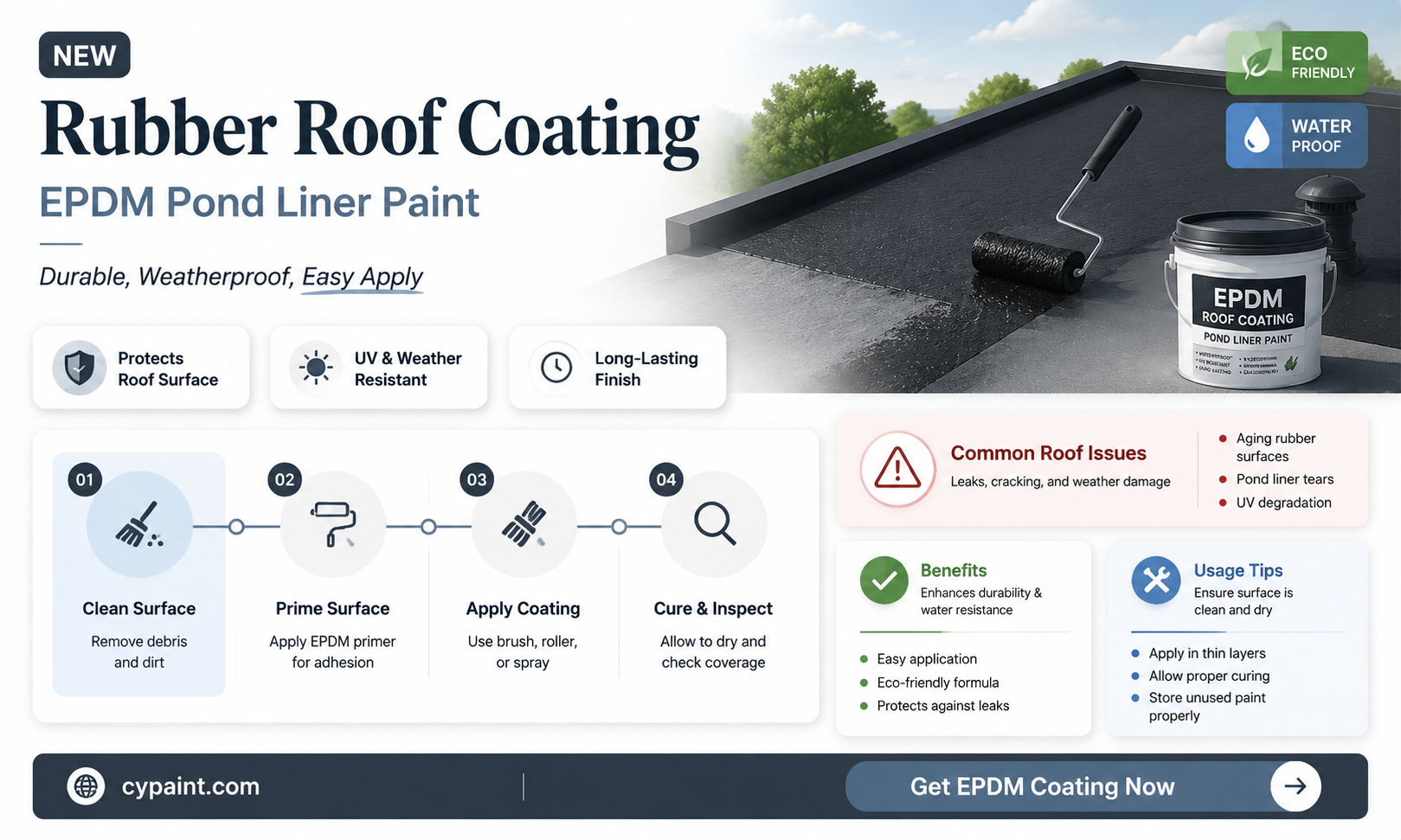 can rubber roof coating epdm to paint pond liner