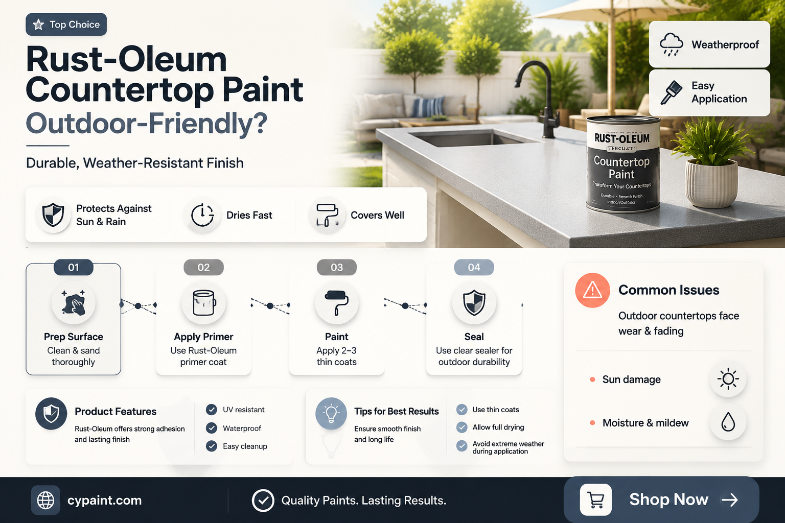can rust-oleum countertop paint work on outdoor counters