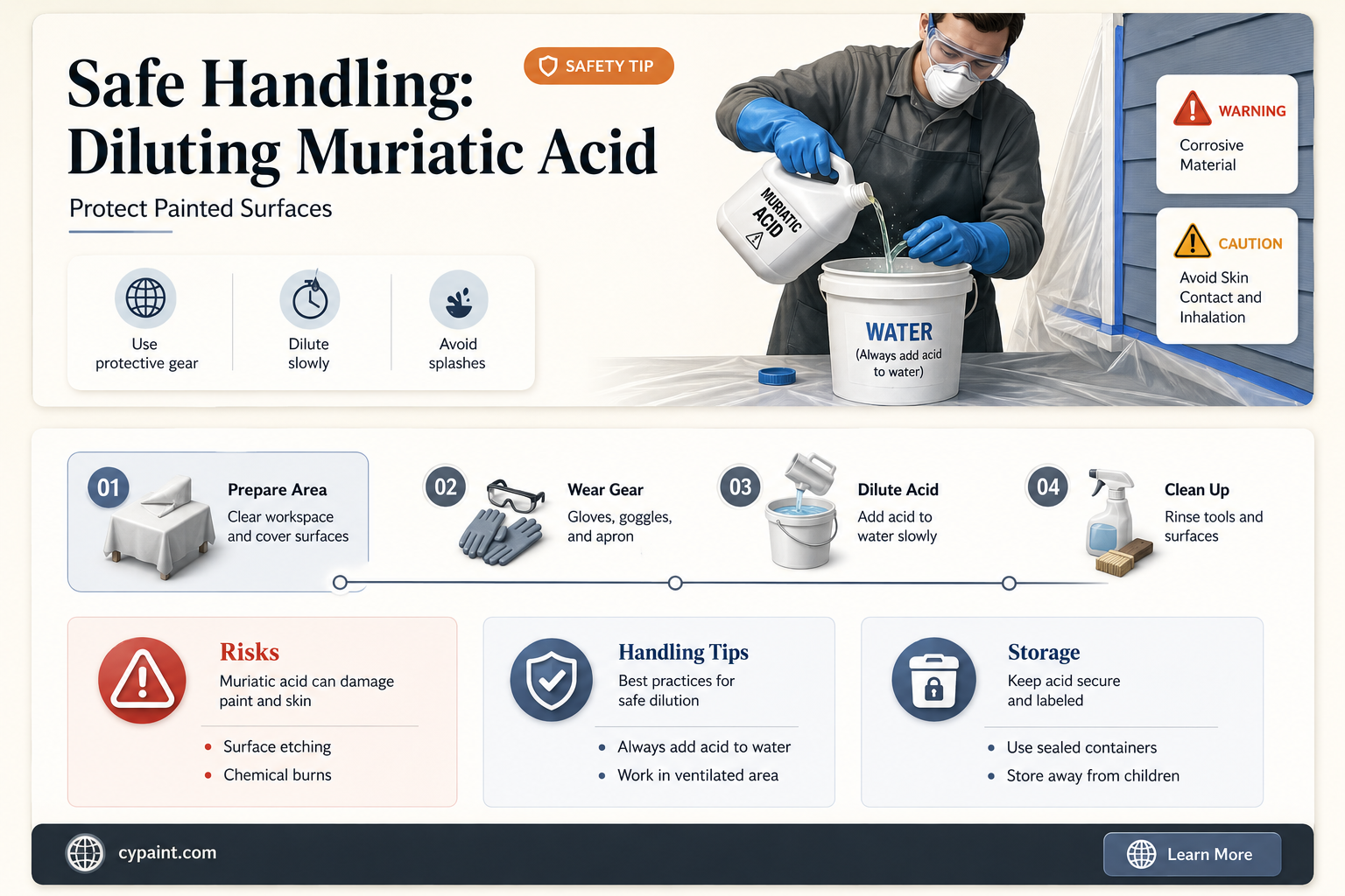 can you dilute muriatic acid on painted surfaces