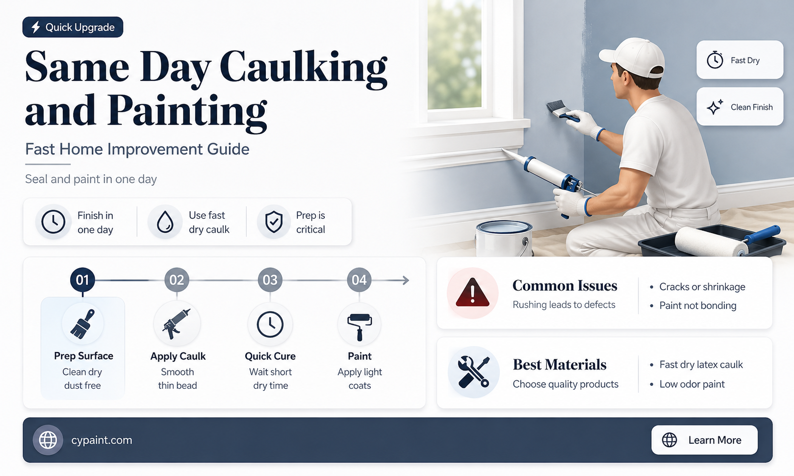 can you caulk and paint the same day