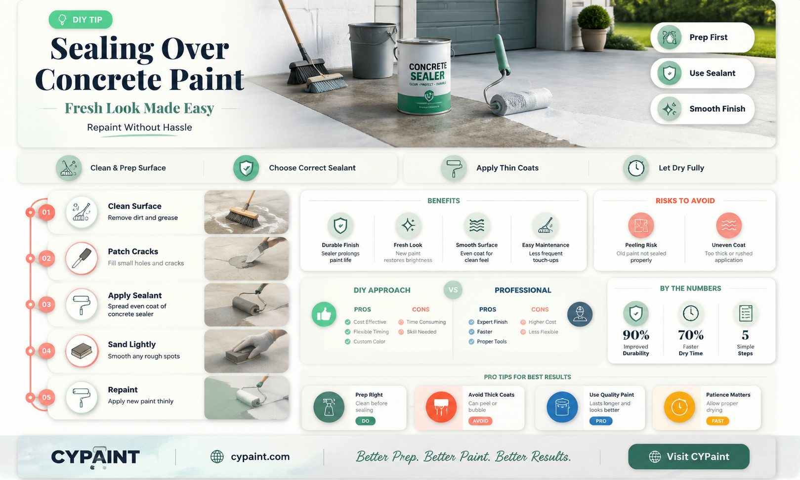 can i seal over concrete paint and repaint over it