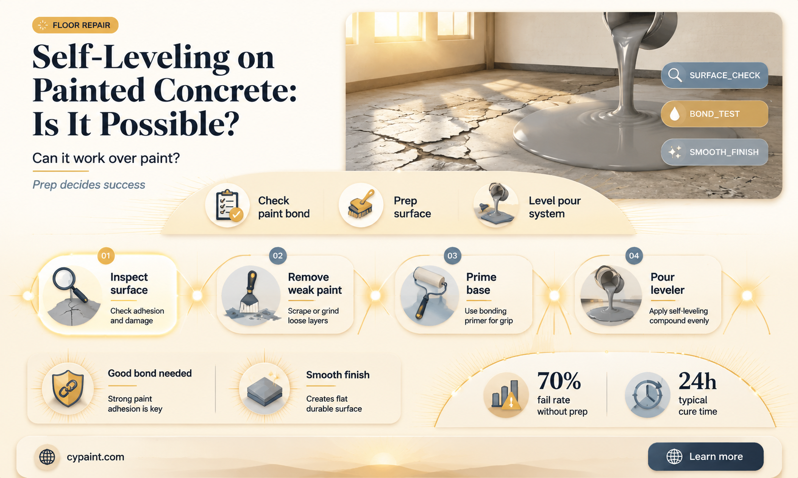 can you install a self leveler on painted concrete