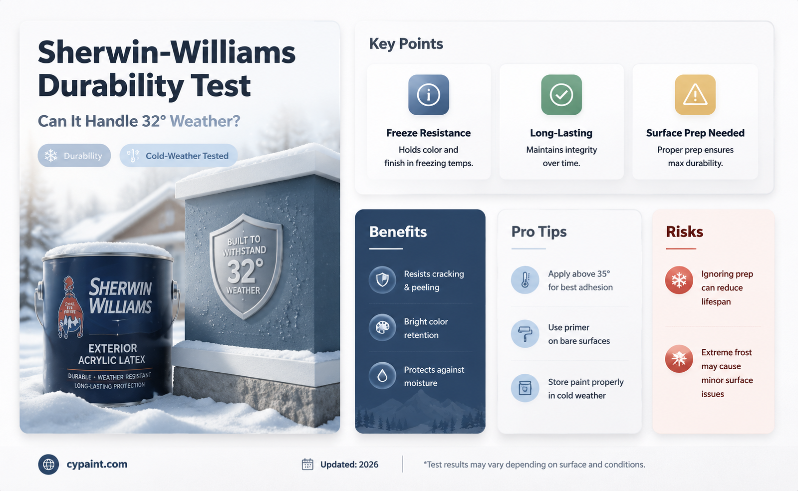 can sherwin-williams paint hold up to 32 degree weather