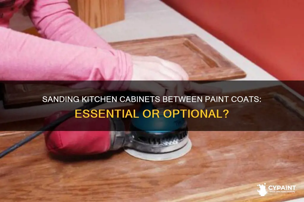 should i sandkitchen cabnits between coats of paint