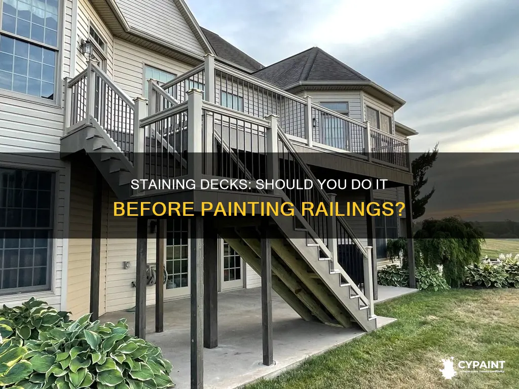 should i stain my deck before painting the railings