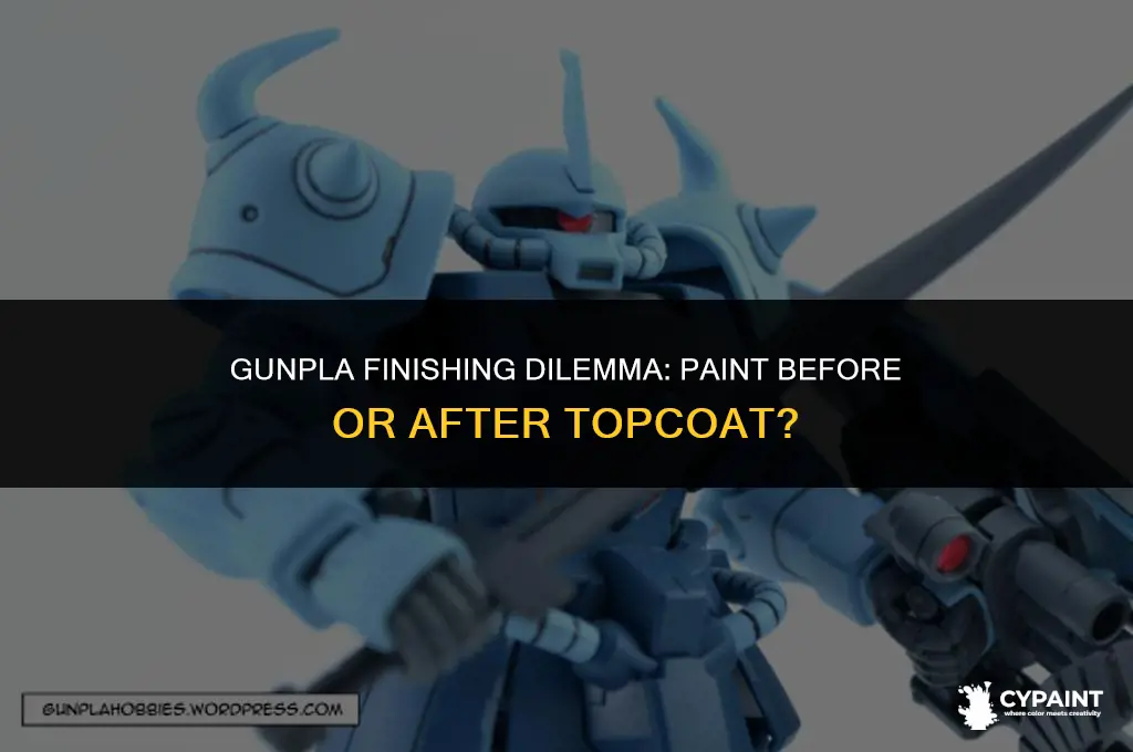 should paint my gunpla before or after i topcoat it