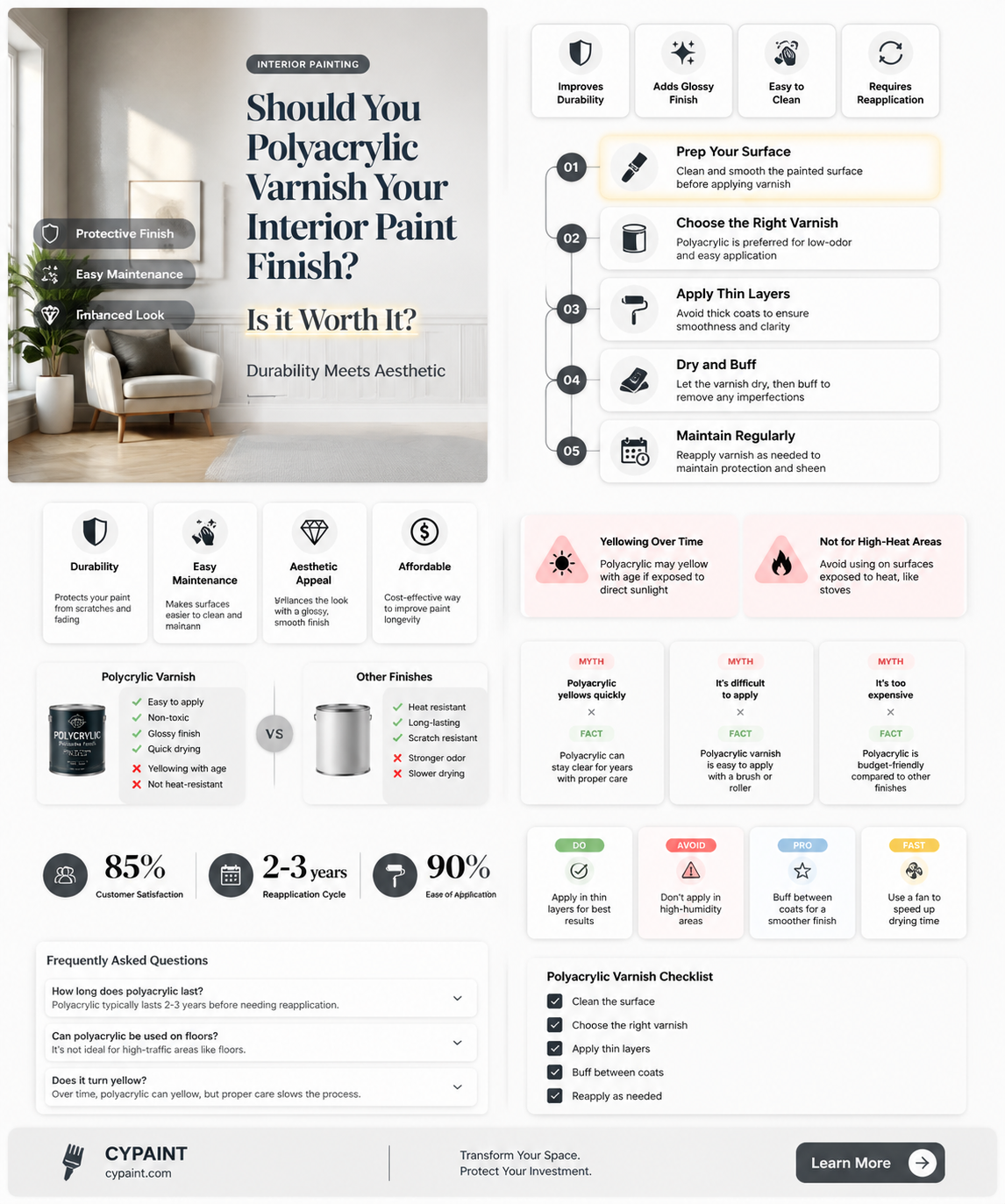 can i finish coat interior paint with polyacrylic varnish
