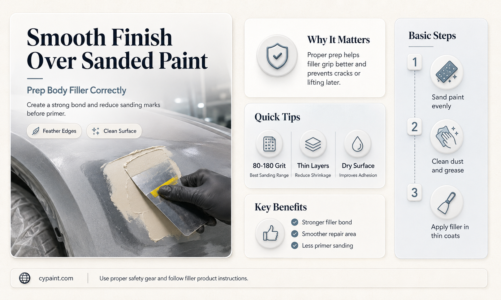 can you apply body filler over sanded paint