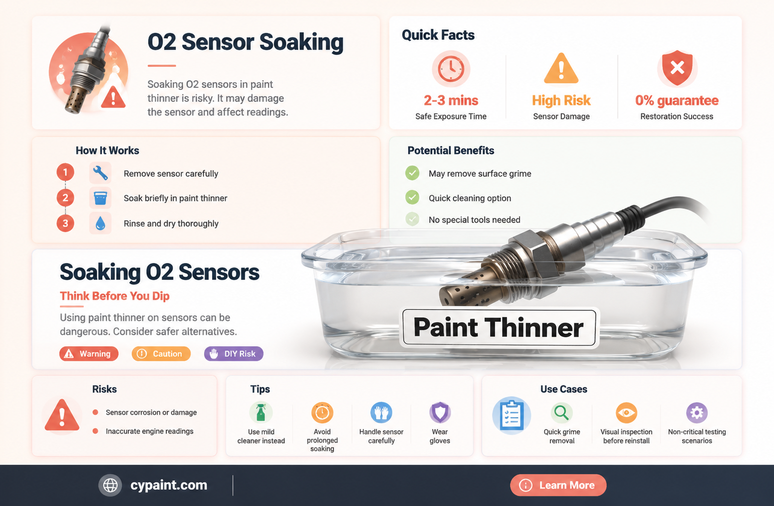 can i soak my o2 sensor in paint thinner