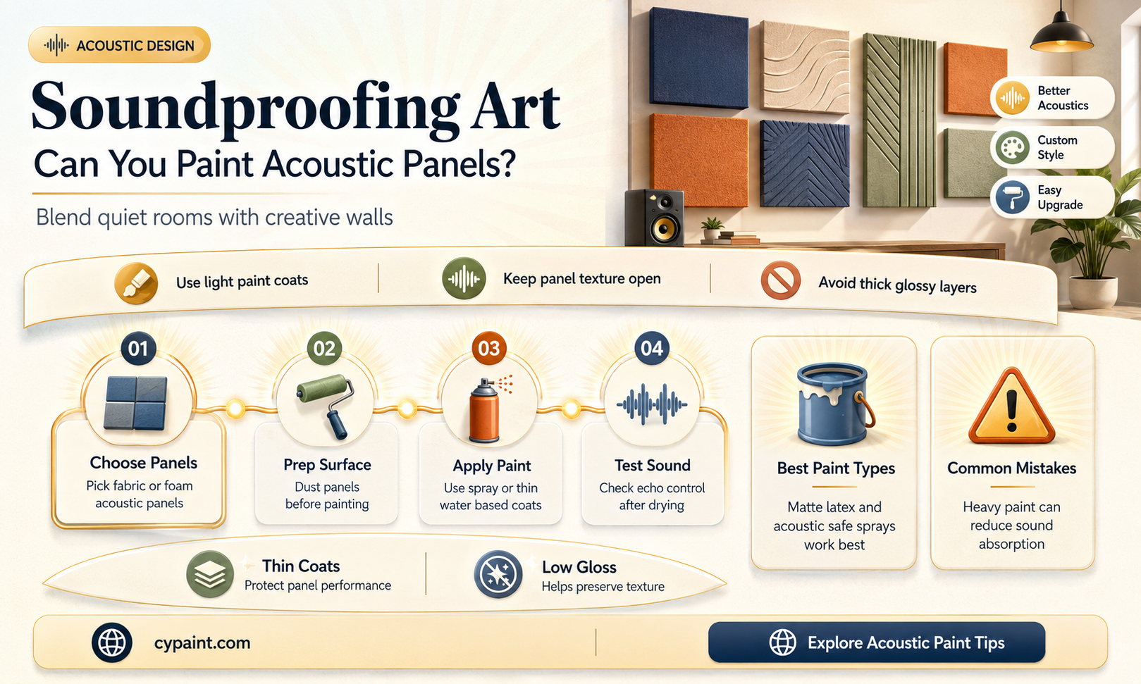 can you cover sound absorbing panels with a painting