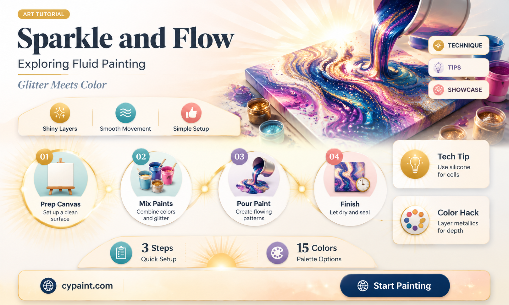 can you do fluid painting with glitter paint