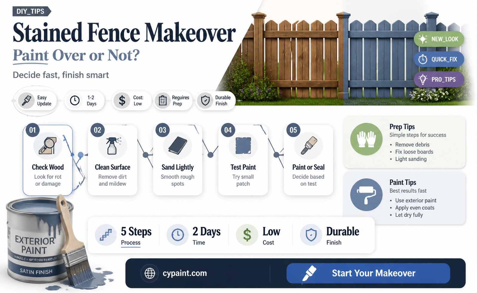 can i paint over fence that has been stained