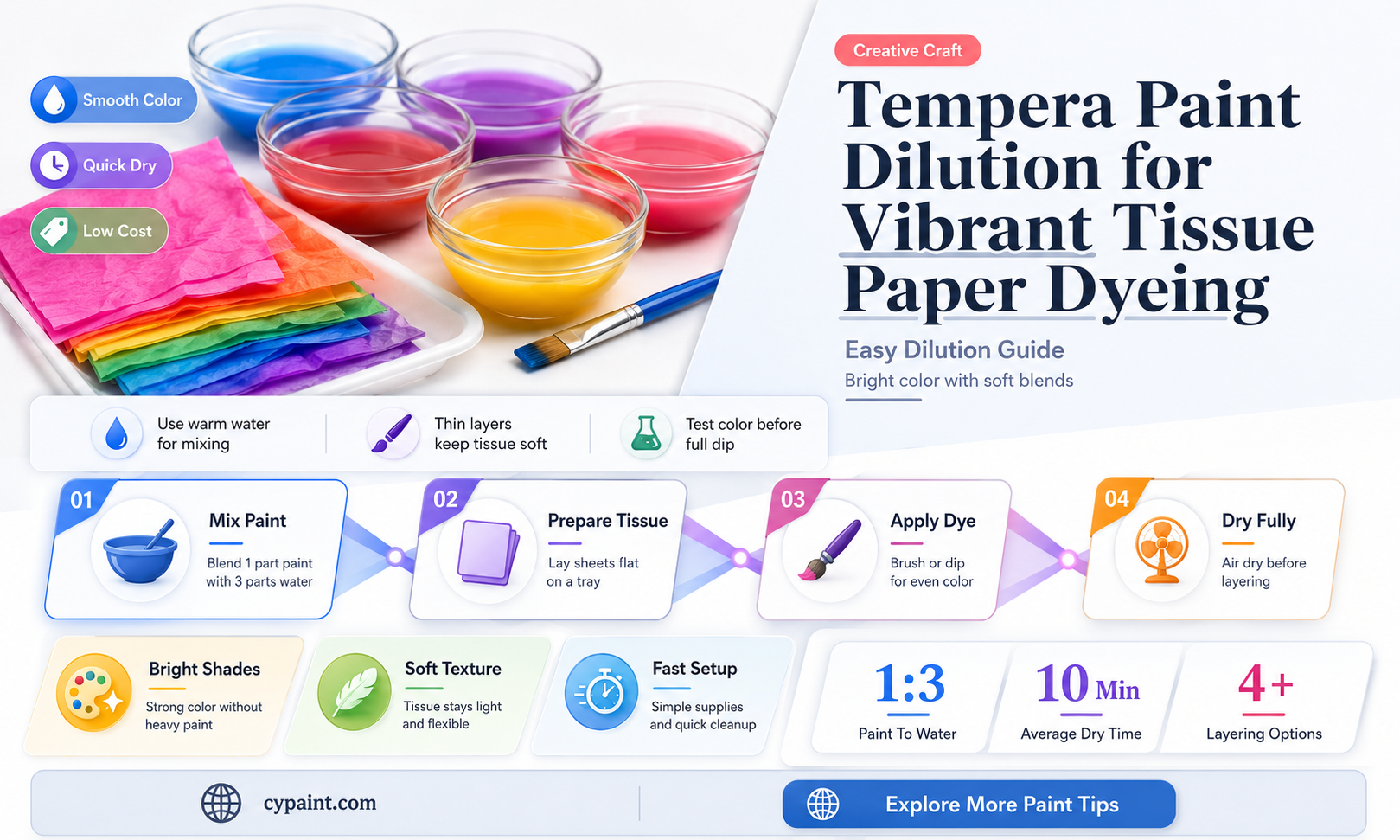 can you dilute tempera paint for tissue paper dyeing