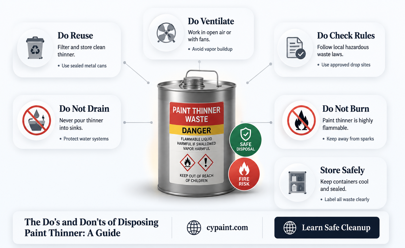 can you dump paint thinner down the drai