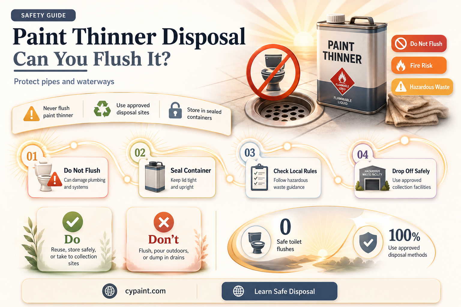 can you flush paint thinner down the toilet