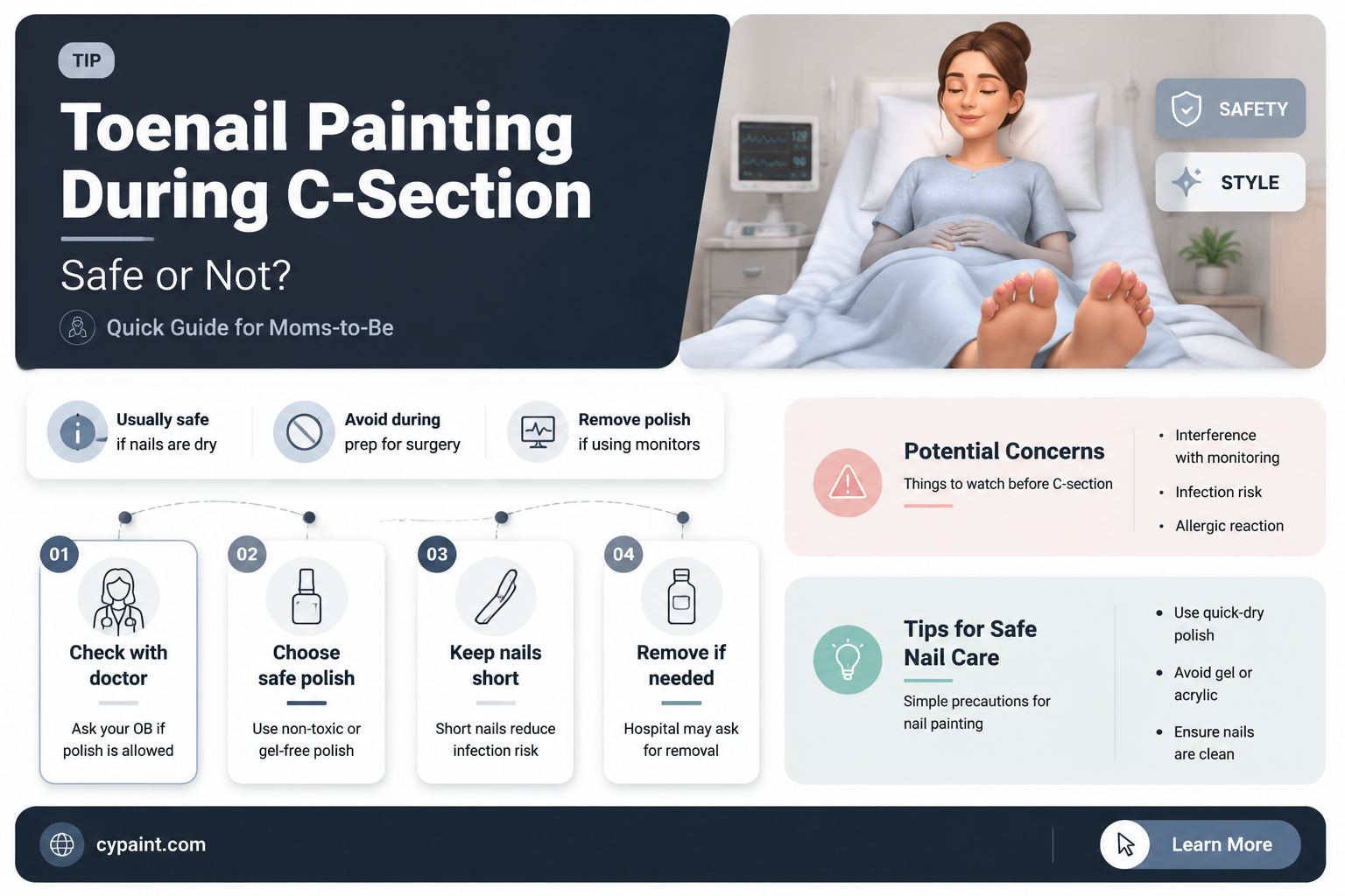 can my toenails be painted during a c-section
