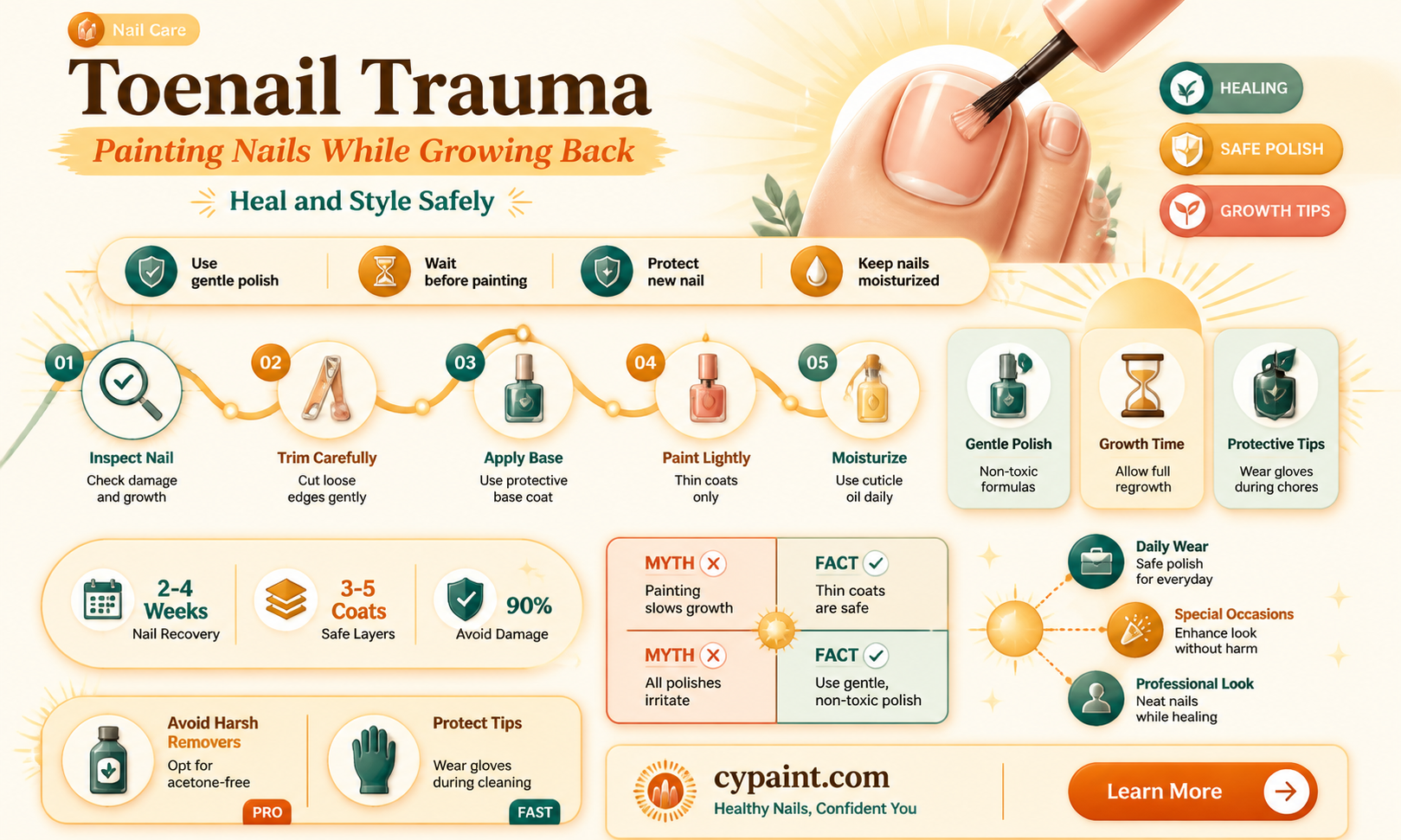 can i paint a toenail that is growing back