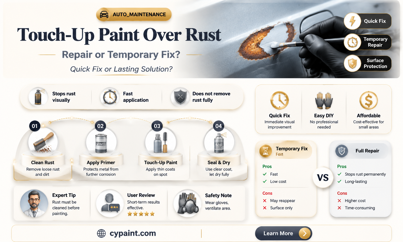can i put touch up paint ovsr a rist spot
