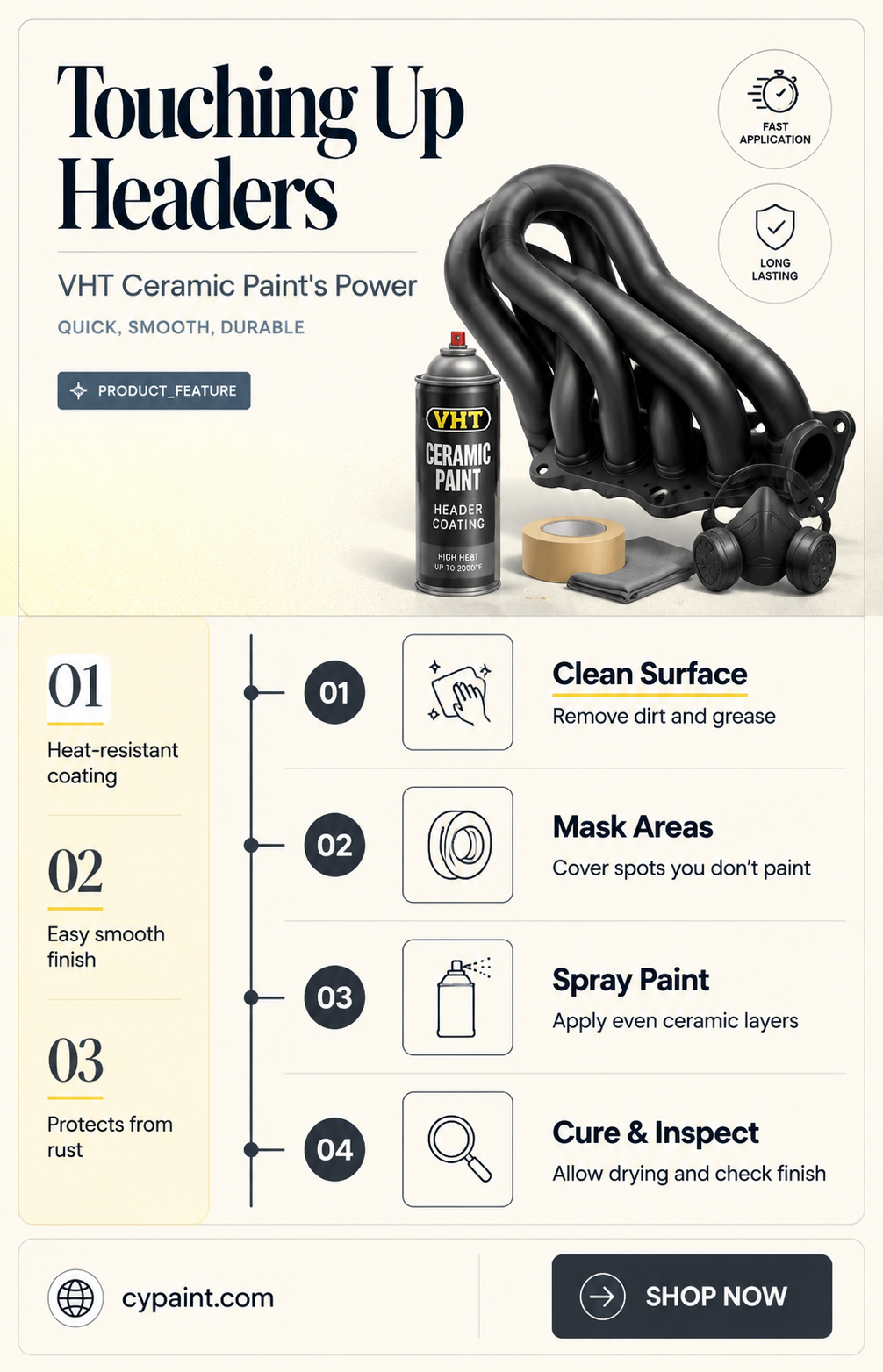 can i touch up headers with vht ceramic paint