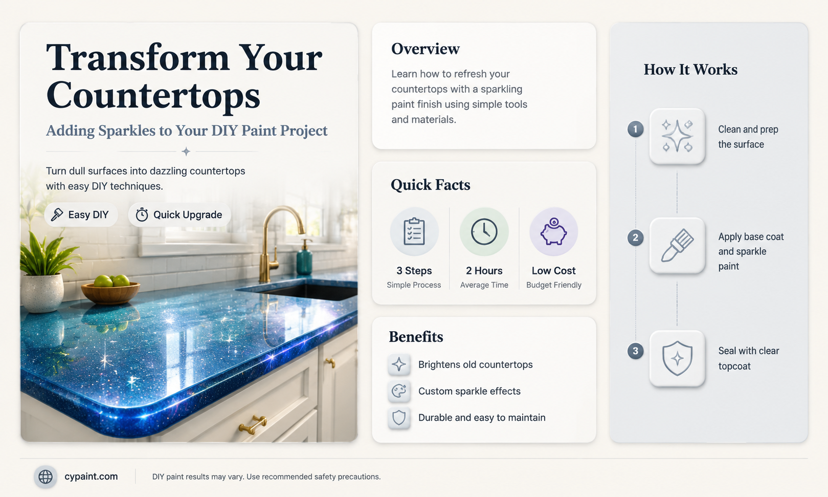 can you add sparkles to countertops when painting
