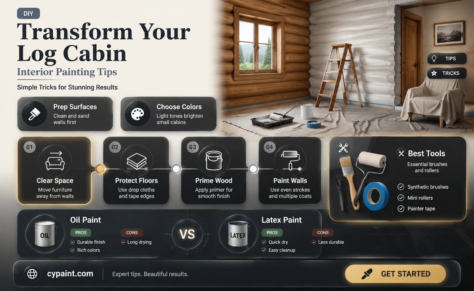 can the interior of a log cabin be painted