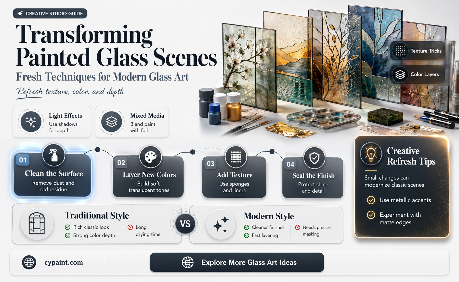 can you change the look of a painted glass scene