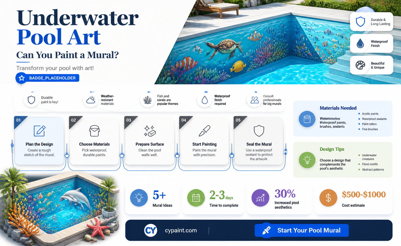 can i paint a mural in my pool underwater