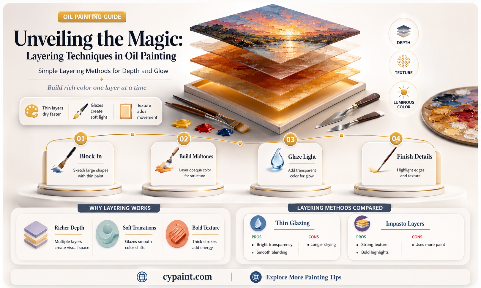 can you create layers with an oul painting