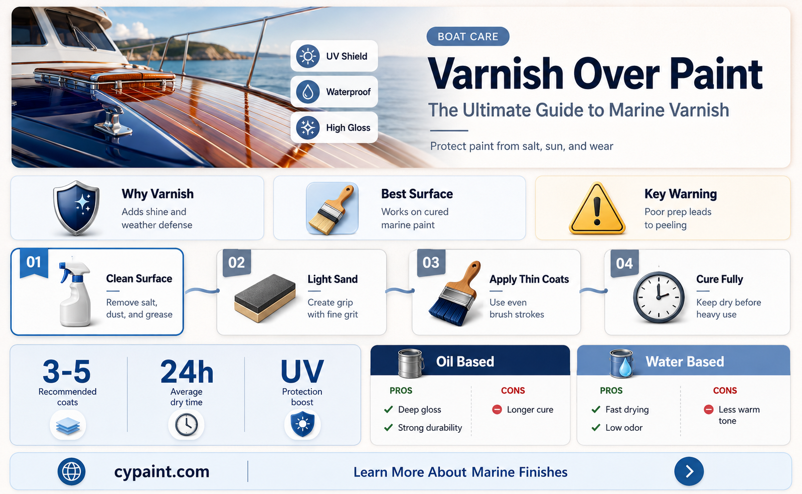 can you apply marine varnish over a painted surface
