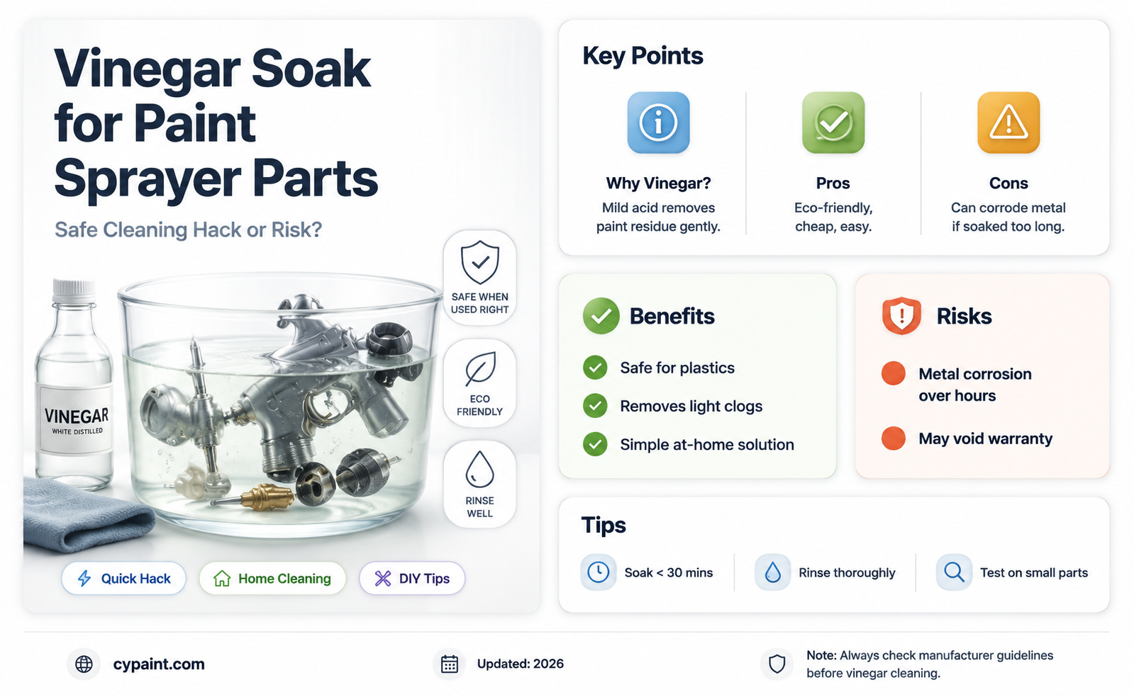 can i soak my portable paint spryer parts in vinegar